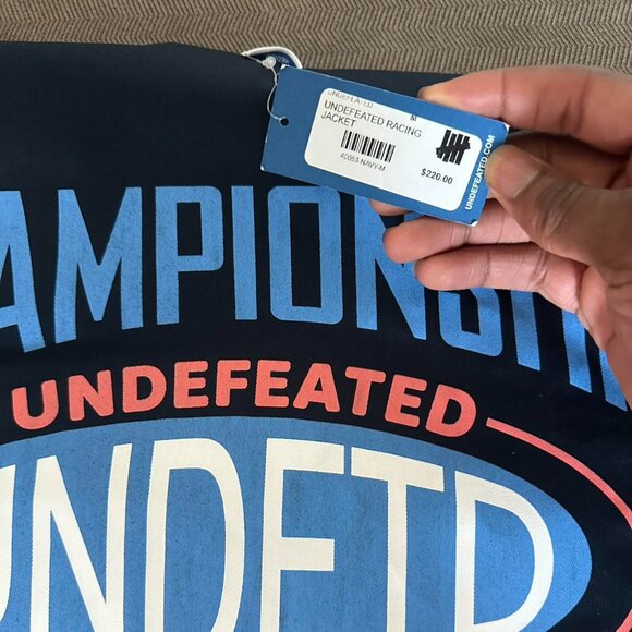 Navy Undefeated Racer Jacket - Picture 3 of 4